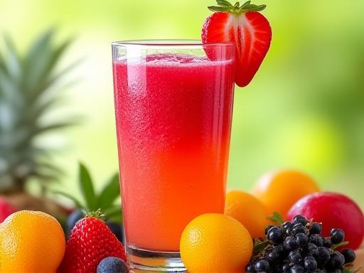 Bebida refrescante de frutas en vaso alto