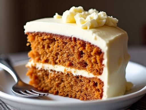 Trozo de tarta de zanahoria casera